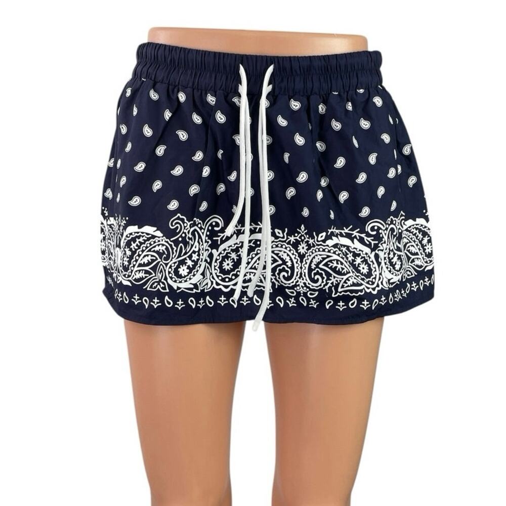 NEW Edikted Hidi Bandana Paisley High Rise Mini Wide Leg Flare A-Line Skirt XS